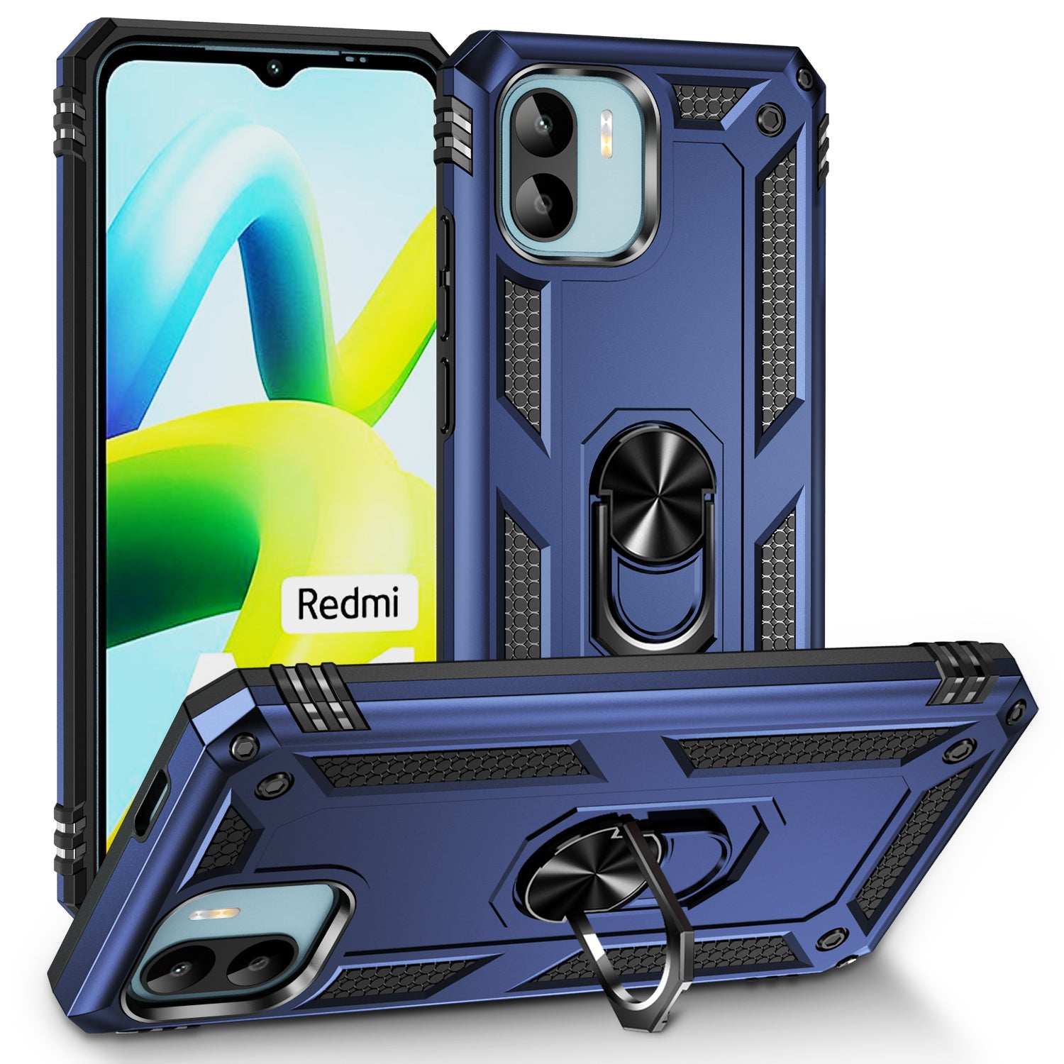 Phone Case for Xiaomi Redmi A1 4G A2 4G Military Grade Anti-drop PC TPU Protective Cover with Ring Kickstand Phone Case for Xiaomi Redmi A1 4G A2 4G Military Grade Anti-drop PC TPU Protective Cover with Ring Kickstand